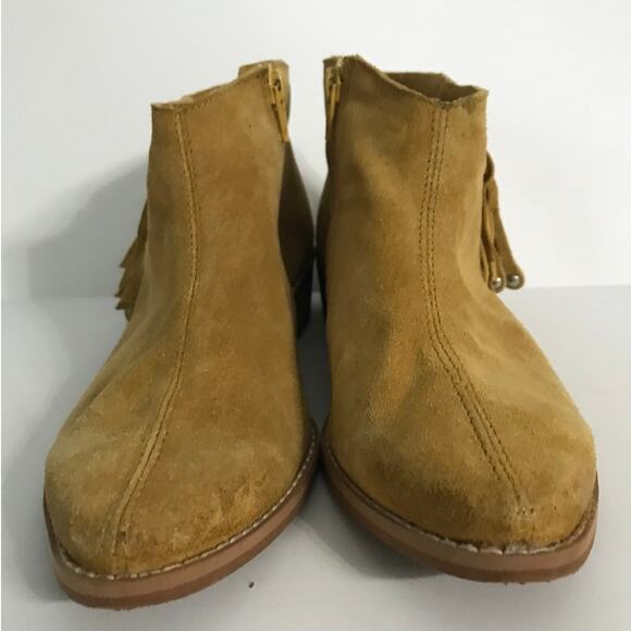 Naughty Monkey Booties Boots Size 7 Womens Suede Mustard Yellow Fringe Western - Picture 5 of 10